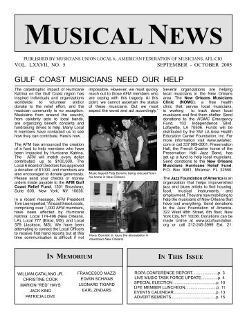 Musical News Sept-Oct as of 9.16.05.indd - Musicians Union Local Six