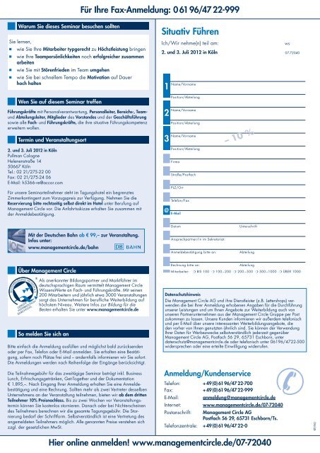 Seminar: Situativ führen - Management Circle AG