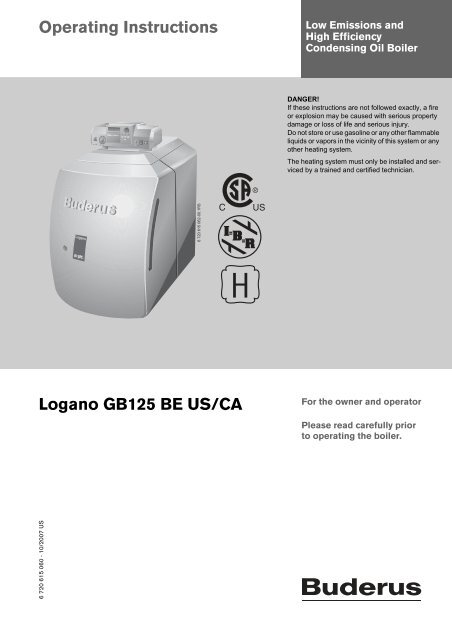 Operating Instructions Logano GB125 BE US/CA - Buderus