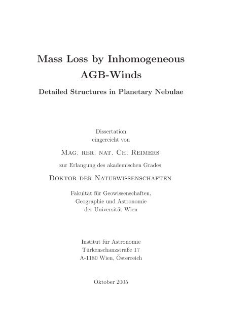 Mass Loss by Inhomogeneous Agb-Winds