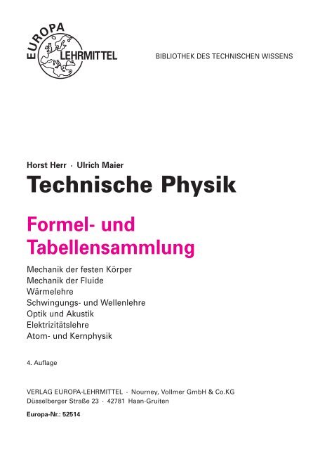 Technische Physik Formel - fs fachbuch