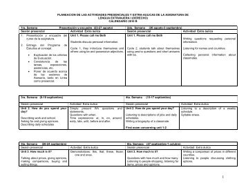 planeacion de las actividades presenciales y extra-aulicas de la ...