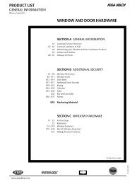 PRODUCT LIST WINDOW AND DOOR HARDWARE - ASSA ABLOY