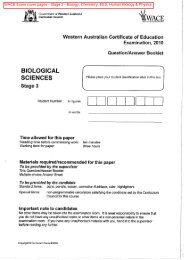 WACE Exam cover pages - Stage 3 - Biology, Chemistry, EES ...