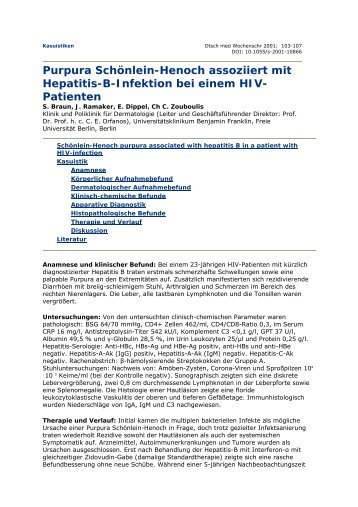 Purpura Schönlein-Henoch assoziiert mit Hepatitis-B-Infektion bei ...
