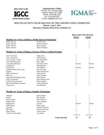 March 2011 Certification Committee Meeting Minutes