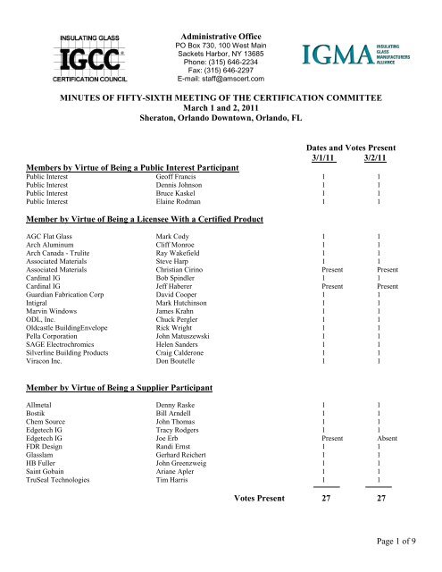 March 2011 Certification Committee Meeting Minutes