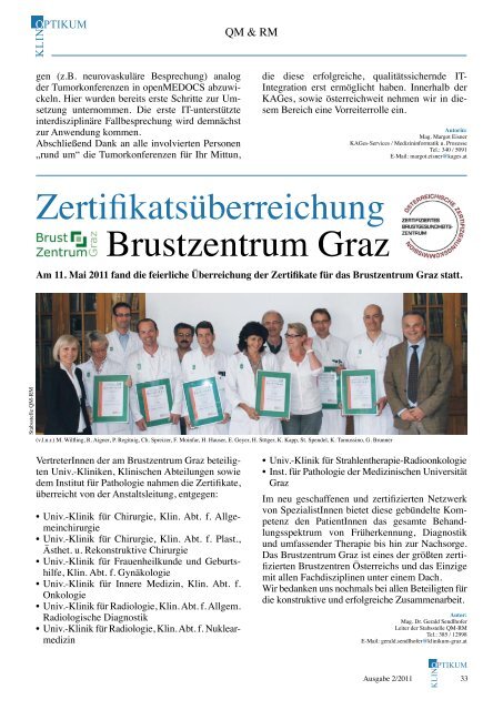 Klinoptikum 2/2011 - LKH-Univ. Klinikum Graz