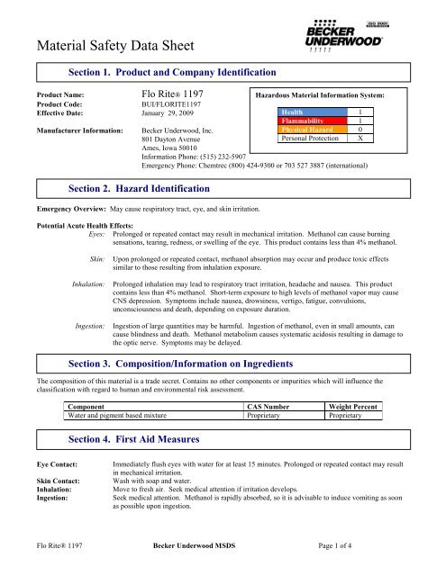 Flo Rite 1197 MSDS - Becker Underwood