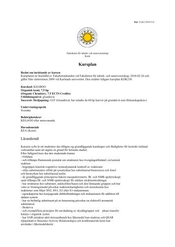 Organisk kemi B.pdf - Karlstads universitet