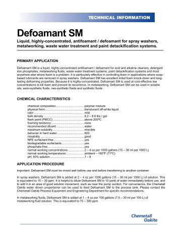 Defoamant SM - Industrial Cleaning Supply