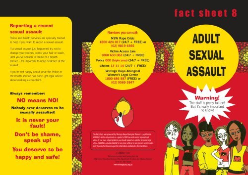 Adult Sexual Assault fact sheet - Find Legal Answers