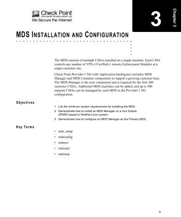 MDS INSTALLATION AND CONFIGURATION