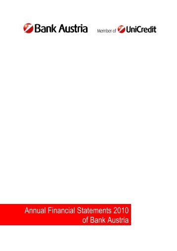 Annual Financial Statements 2010 of Bank Austria