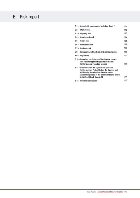 Annual Financial Statements 2010 of Bank Austria