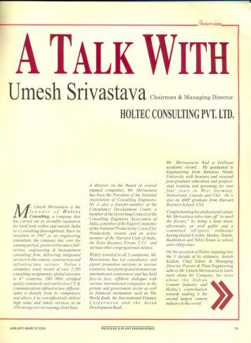 A Talk With Umesh Shrivastava, CMD, Holtec Consulting Pvt Ltd