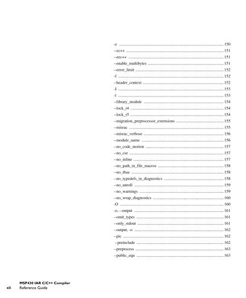 MSP430 IAR C/C++ Compiler reference guide - Rice University