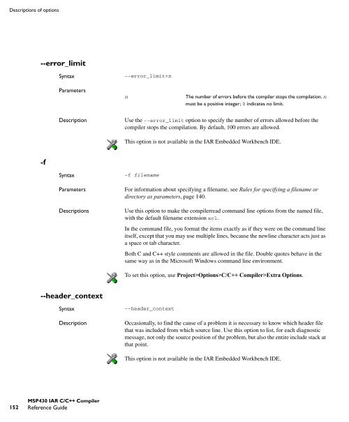 MSP430 IAR C/C++ Compiler reference guide - Rice University