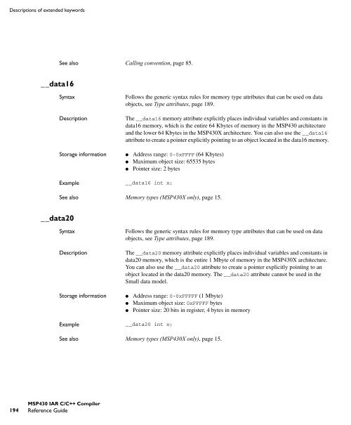 MSP430 IAR C/C++ Compiler reference guide - Rice University