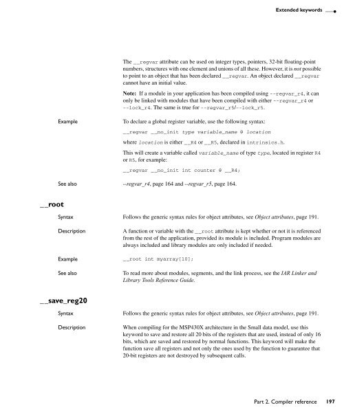 MSP430 IAR C/C++ Compiler reference guide - Rice University