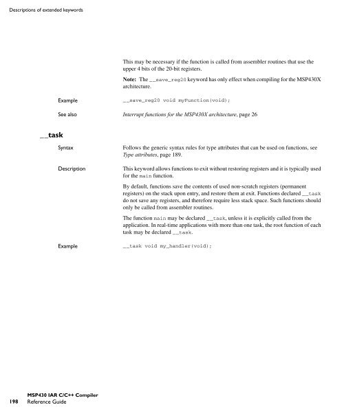 MSP430 IAR C/C++ Compiler reference guide - Rice University