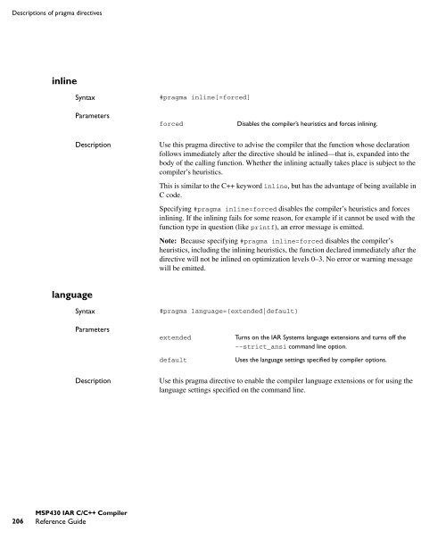 MSP430 IAR C/C++ Compiler reference guide - Rice University