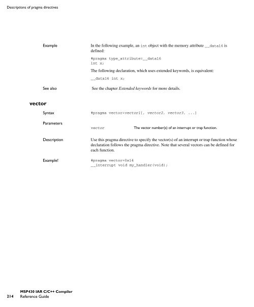 MSP430 IAR C/C++ Compiler reference guide - Rice University