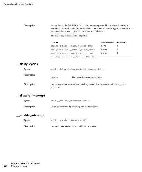 MSP430 IAR C/C++ Compiler reference guide - Rice University