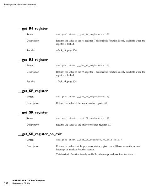 MSP430 IAR C/C++ Compiler reference guide - Rice University