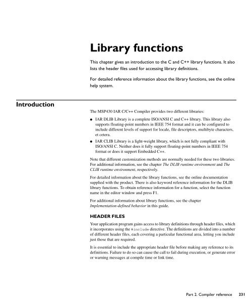 MSP430 IAR C/C++ Compiler reference guide - Rice University