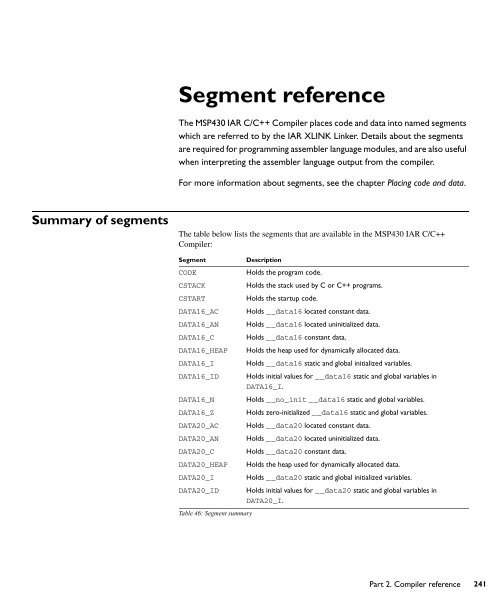 MSP430 IAR C/C++ Compiler reference guide - Rice University