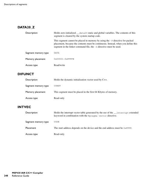 MSP430 IAR C/C++ Compiler reference guide - Rice University