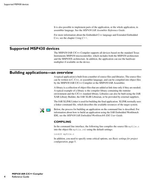 MSP430 IAR C/C++ Compiler reference guide - Rice University