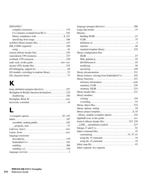 MSP430 IAR C/C++ Compiler reference guide - Rice University