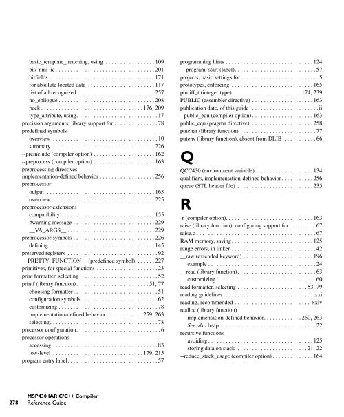 MSP430 IAR C/C++ Compiler reference guide - Rice University