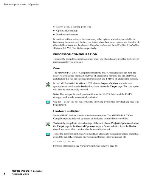 MSP430 IAR C/C++ Compiler reference guide - Rice University