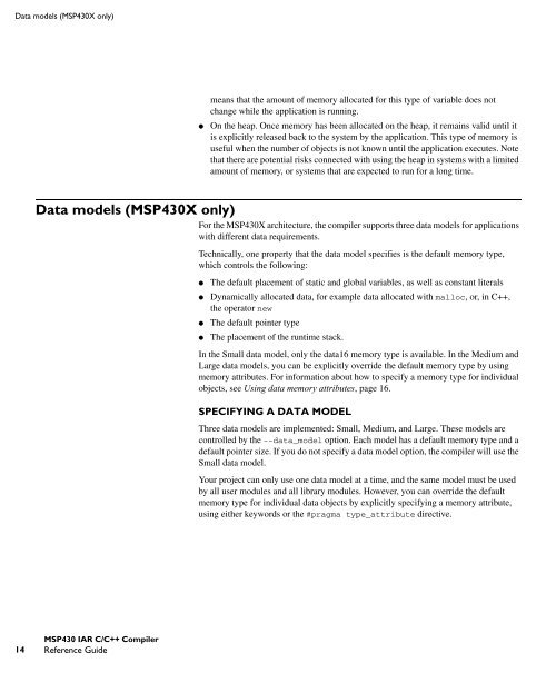 MSP430 IAR C/C++ Compiler reference guide - Rice University