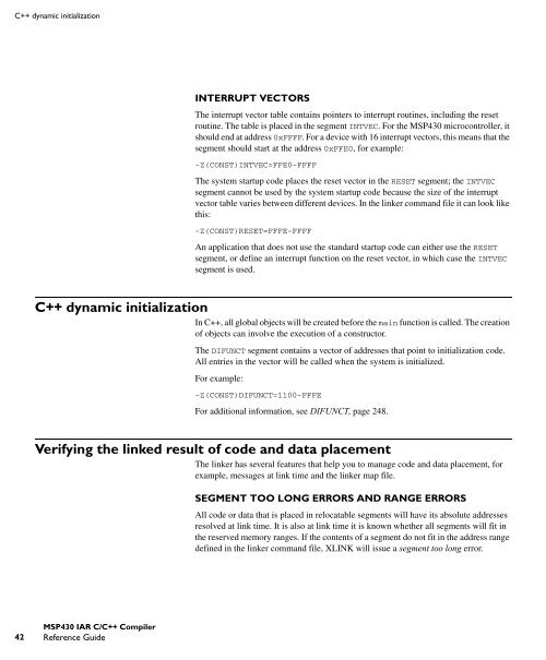 MSP430 IAR C/C++ Compiler reference guide - Rice University