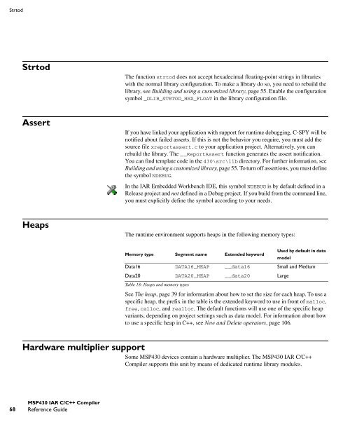 MSP430 IAR C/C++ Compiler reference guide - Rice University