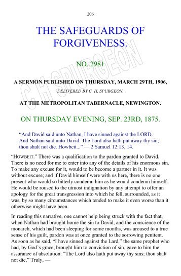 Spurgeon's Sermon 2981 The Safeguards Of ... - APIBS Home