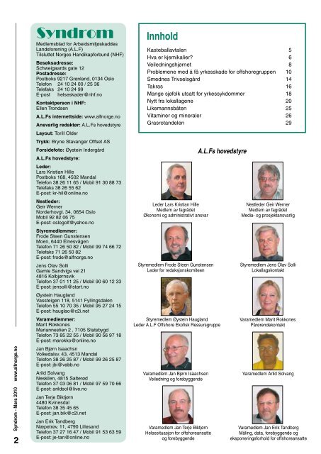 Syndrom nr. 1-2010 - Arbeidsmiljøskaddes landsforening