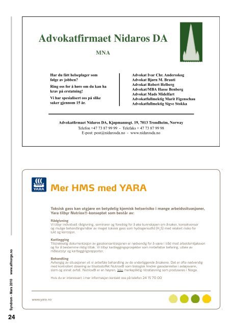 Syndrom nr. 1-2010 - Arbeidsmiljøskaddes landsforening