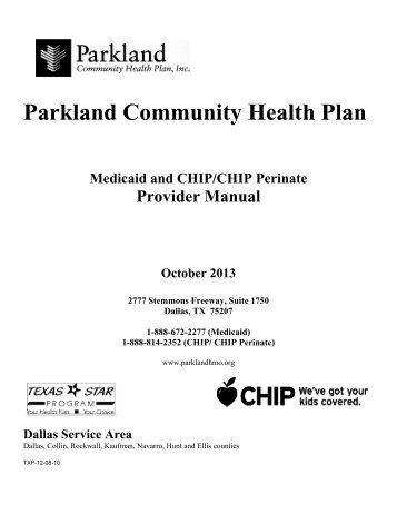 PARKLAND HEALTHfirst - Parkland Community Health Plan, Inc.