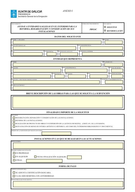 Formulario de solicitud del Programa A. (pinchar aquí para descargar)