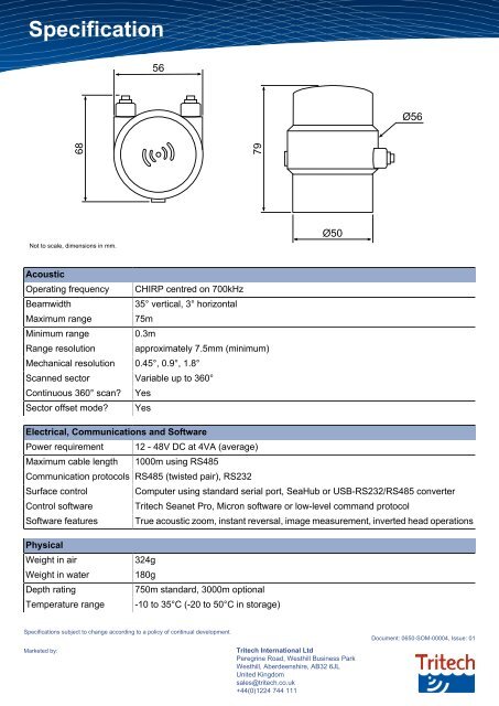 Micron Sonar - Ultra Compact Imaging Sonar - Tritech