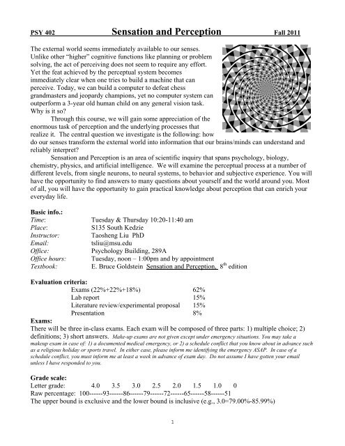 Sensation and Perception - Department of Psychology