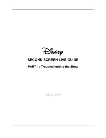 second screen live guide - Disney Digital Cinema Portal Homepage