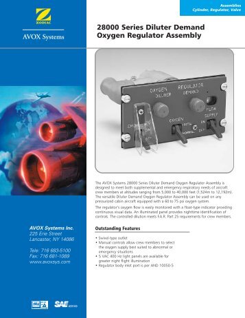 28000 Series Diluter Demand Oxygen Regulator Assembly