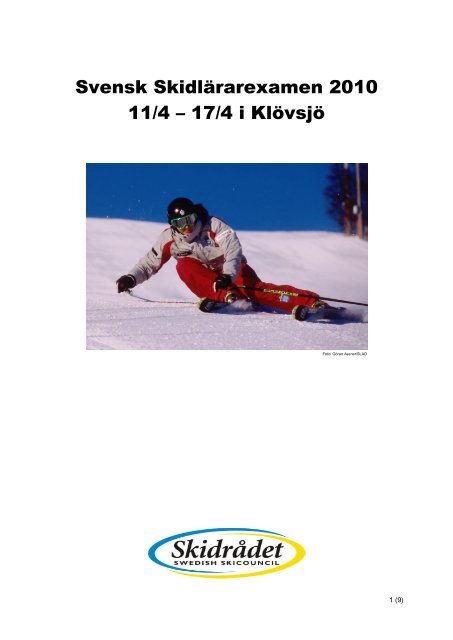 Svensk SkidlÃ¤rarexamen 2010 11/4 â 17/4 i KlÃ¶vsjÃ¶ - Slao