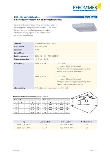 LED - Sicherheitsleuchte Einzelbatteriesystem mit ... - Pfrommer GmbH